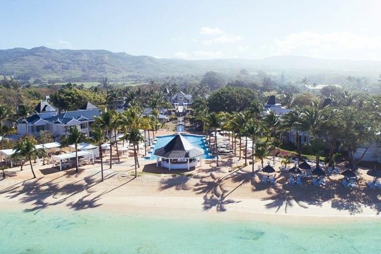 Aerial of beach and pool